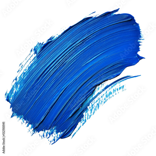 BLue paint brush stroke isolated on transparent or white background