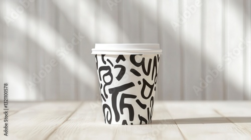 White paper cup mockup with typographic design