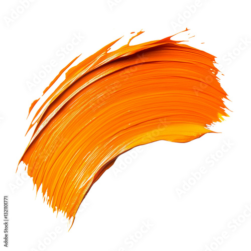 Orange paint brush stroke isolated on transparent or white background