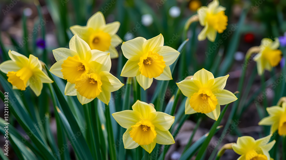 Blossoming daffodils in nature's embrace serene garden flora and flower preview Blossoming daffodils in nature's embrace serene garden flora and flower preview