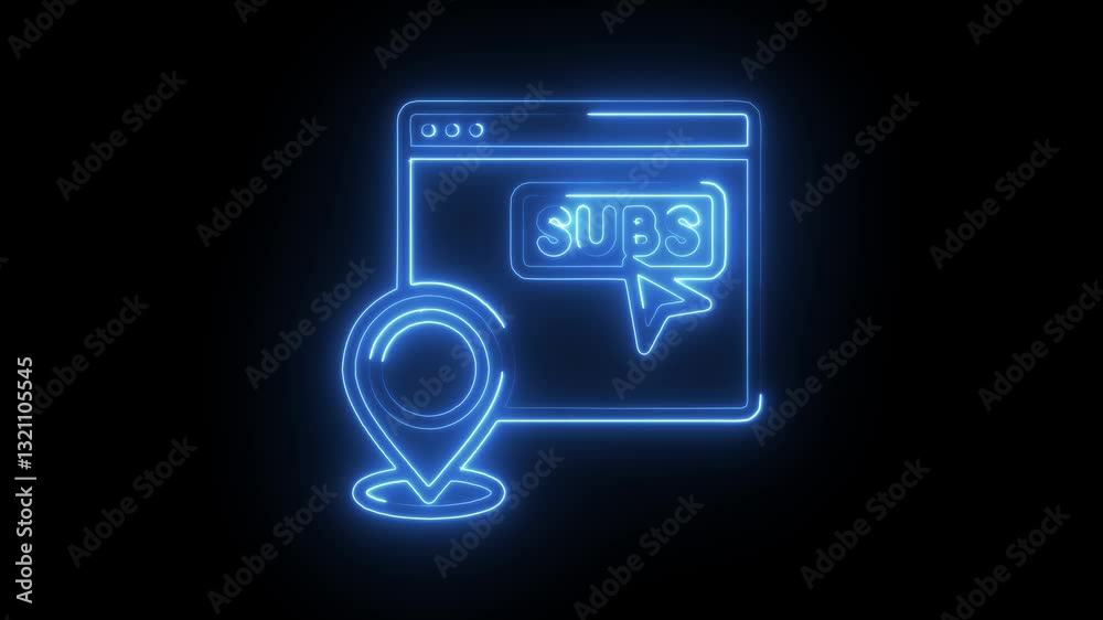 Glowing neon subscription  icon isolated on black background. HD Video motion graphic animation