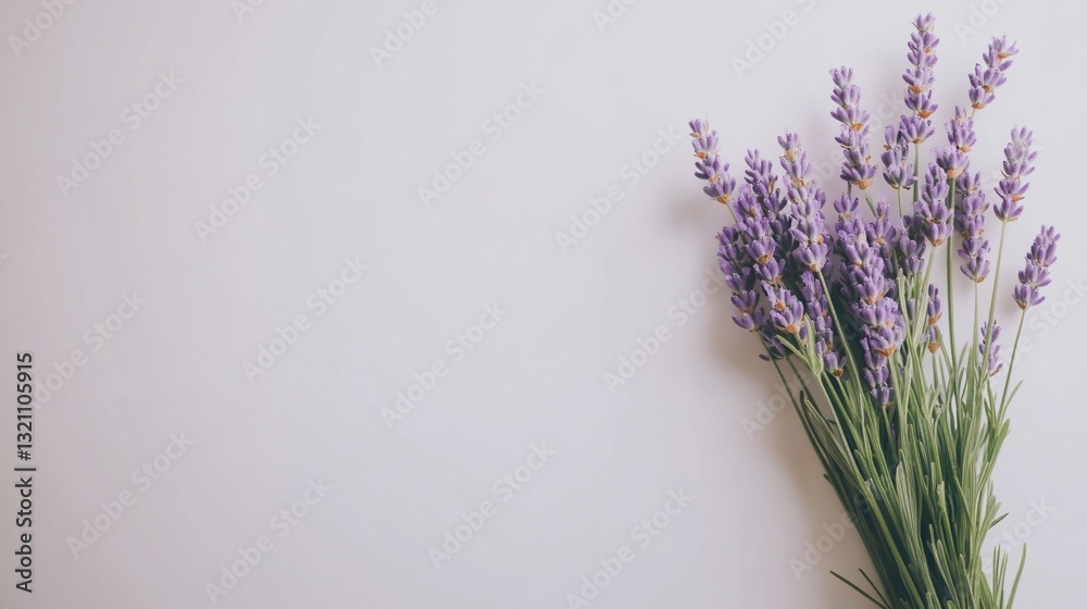 Naklejka premium Lavender bouquet on white background. Simple, elegant