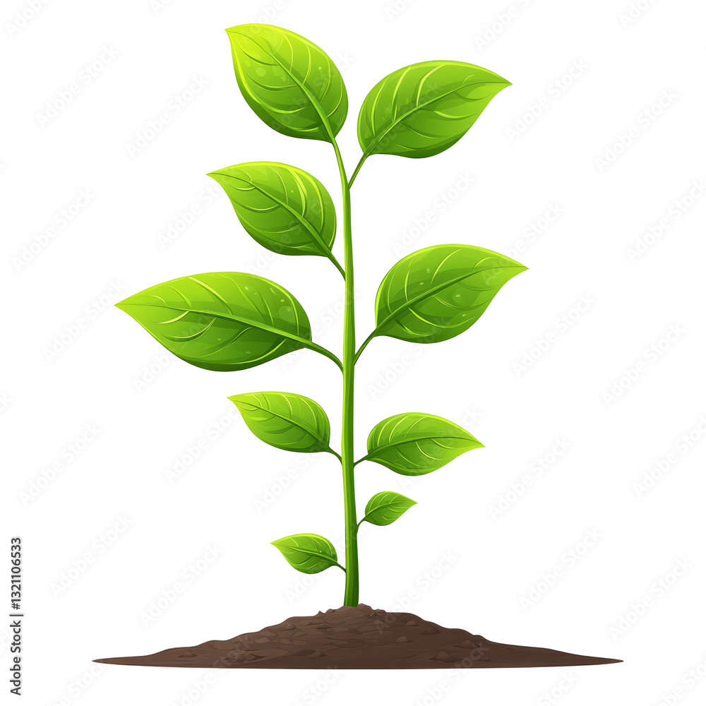 Obraz premium Green Plant Growing Out Of The Soil On transparent Background. Symbol Of Growth, Nature.