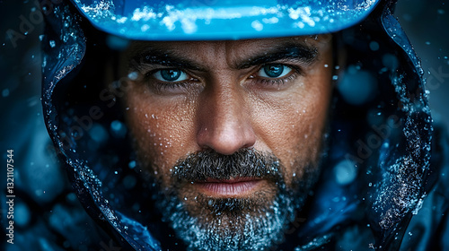 Focused Man in Snowy Weather photo