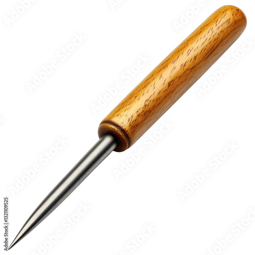 Heavy duty tailor awl with polished wooden handle for precision Clipart Photo isolated on transparency background