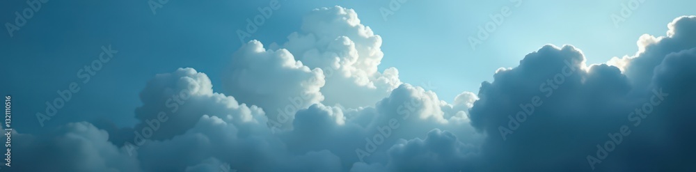 Fototapeta premium Dense grey smoke obscures bright blue sky, ominous scene, dense, texture