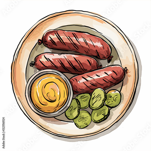 Grilled Boudin Sausage with Mustard and Pickles