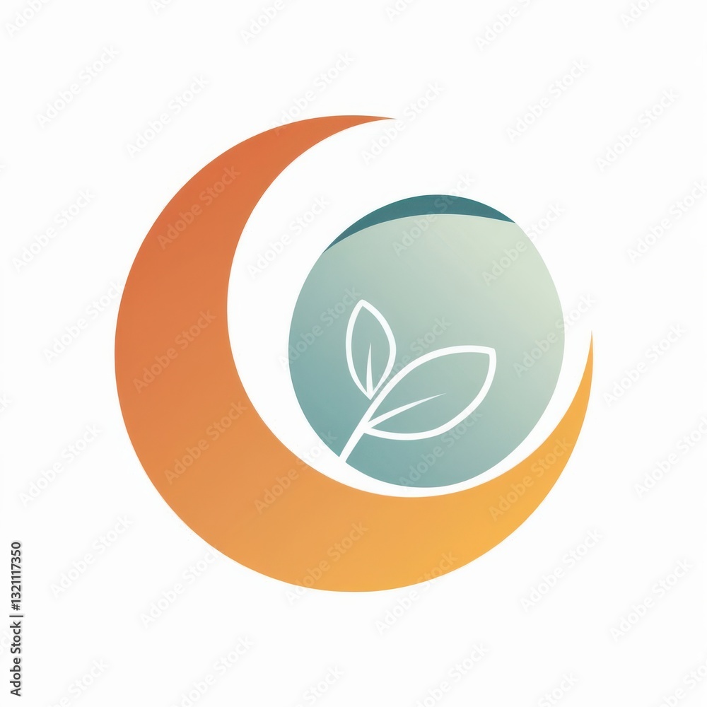 Obraz premium Creative Logo Design Combining Circular Elements with Leaf Graphic Imagery