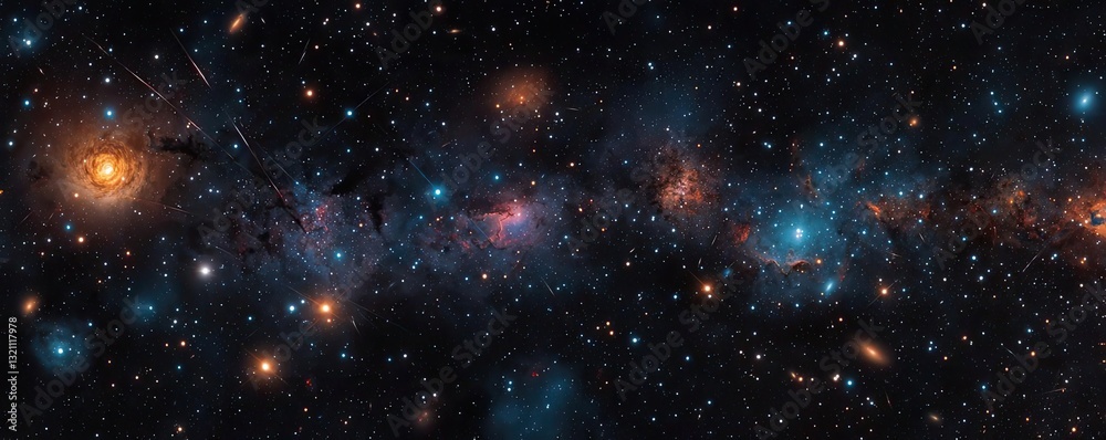 Fototapeta premium Dark sky idea. A stunning view of the galaxy filled with stars and cosmic colors.