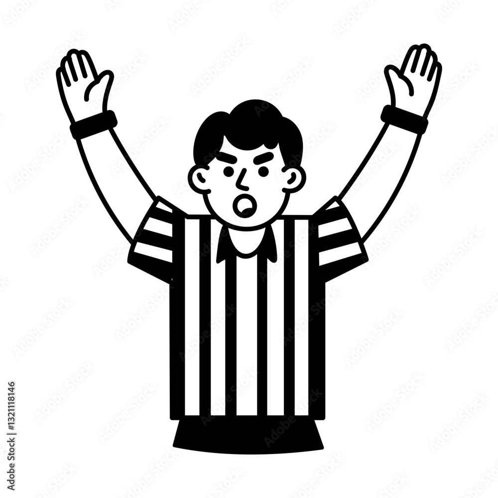 Referee doing touchdown signal pose, doodle character illustration
Referee doing touchdown signal pose, doodle character illustration