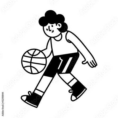 A doodle character illustration of a dribbler 
