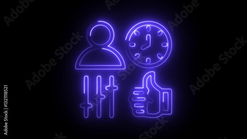 Glowing neon discipline icon isolated on black background. HD Video motion graphic animation