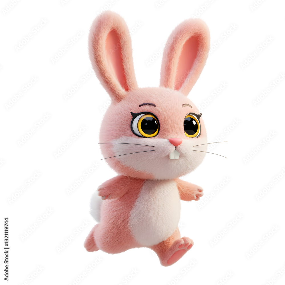 Fototapeta premium Pink and white plush bunny, very cute, ideal for Easter decoration