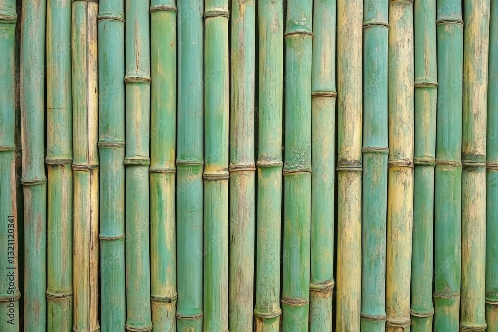 Vibrant green bamboo stalks in natural setting. AI generated