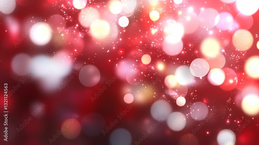 Fototapeta premium Red bokeh lights sparkle, festive, blurry