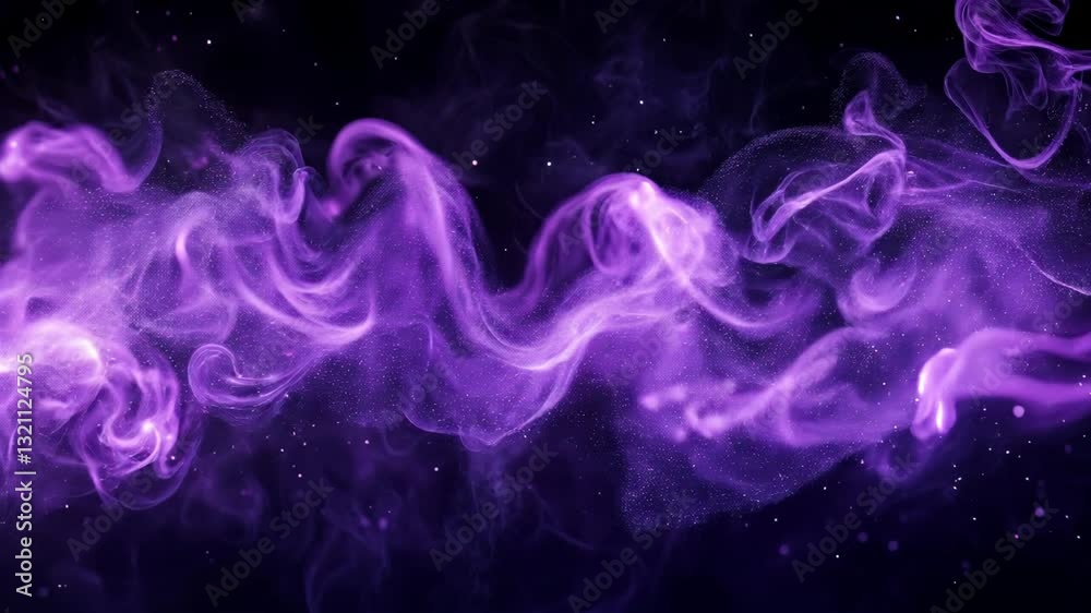 Mysterious Purple Smoke Swirls Dark Atmospheric Background With Glowing Particles, Generative AI
