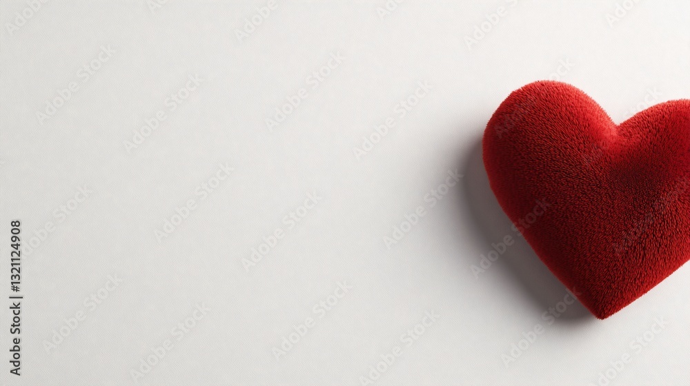 Red heart on white background. Simple, romantic image (1)