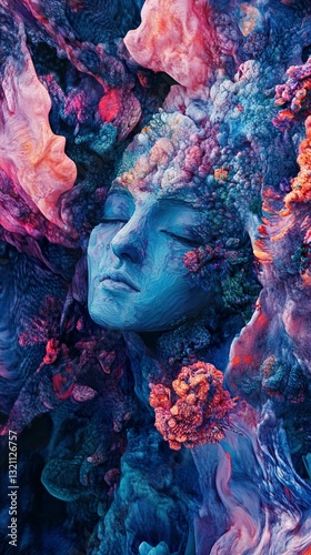 Surreal Woman Portrait: Dreamlike Abstract Art