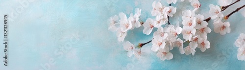 Cherry blossoms drift softly over a tranquil blue river in this traditional Japanese botanical artwork. Fine brushstrokes and aged washi paper showcase nature's elegance and timeless beauty