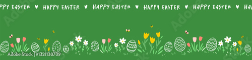 Cute hand drawn easter bunnies design, easter doodle background, great for textiles, banners, wallpapers, wrapping - vector design