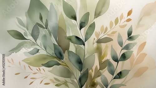 Abstract spring flora pattern with white tulips and green leaves