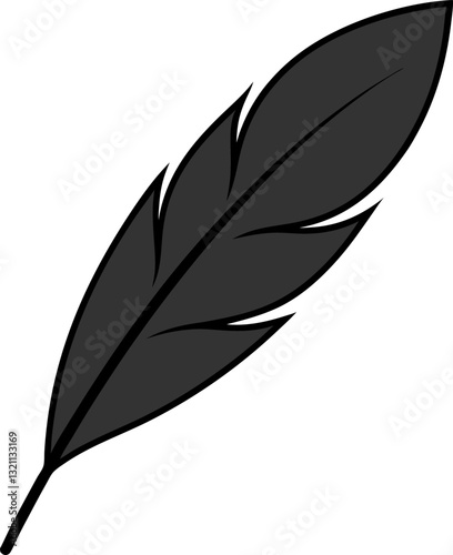 feather on white background.Black Feather Silhouette Vector Illustration – Elegant Bird Feather Clipart for Designs