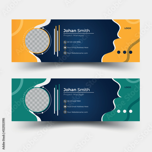 
modern professional business email signature with author information place layout.