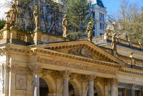 Canvas Print Mill Colonnade with hot springs in Karlovy Vary, Carlsbad, spa town with thermal