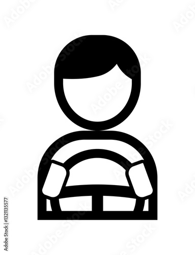 車のハンドルを持つ人のシンプルなイラスト