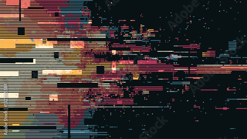 Abstract glitch effect background. digital art. pixel glitch texture. Data visualization concept. digital distortion and noise effect. banner or poster. Vector Illustration.