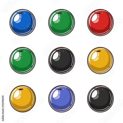 Colorful Button Illustration Isolated on Transparent Background