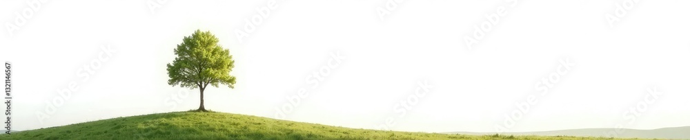 Simple isolated tree against white background, landscape, solitude Simple isolated tree against white background, landscape, solitude