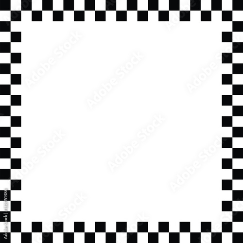 Black and white checkered frame in line art style. photo frame. geometric seamless pattern. vector illustration