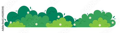 Beautiful grass bush plant and flower spring summer season illustration