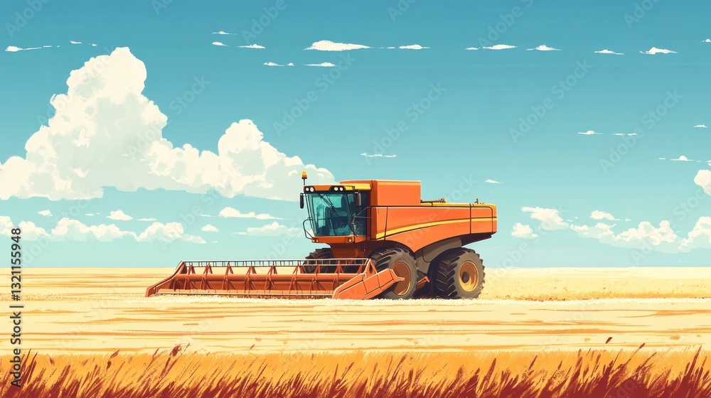 Obraz premium Harvesting in a golden field