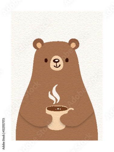 brown bear with cup of coffee