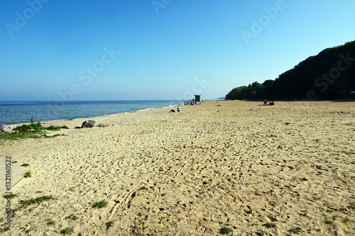 Puck, Kashubia, Pomeranian Voivodeship, Pomerania, Poland, Europe : peaceful sandy beach after season