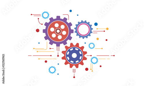 Mechanical gears. Gear wheel cogwheel icon. Technological design with geometric elements symbolizing industry and engineering processes. Vector gear icon