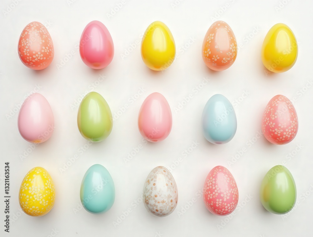 Obraz premium Spaced Easter eggs on white grid