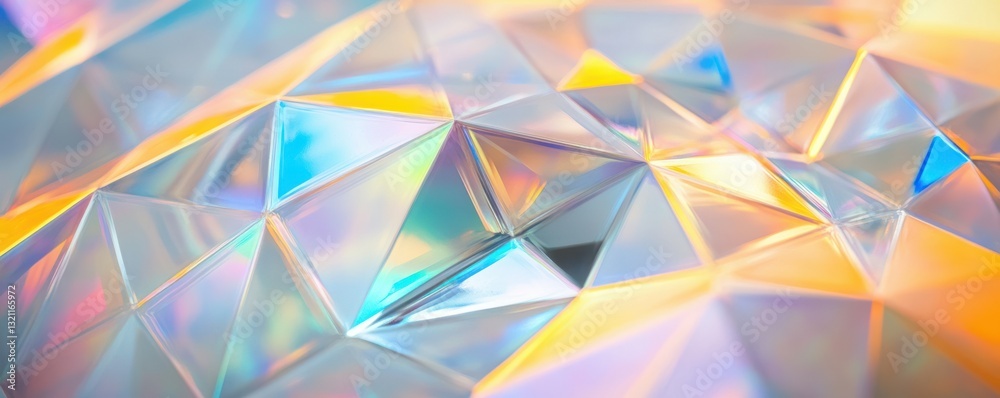 Abstract geometric crystal surface with colorful iridescent light reflections Abstract geometric crystal surface with colorful iridescent light reflections