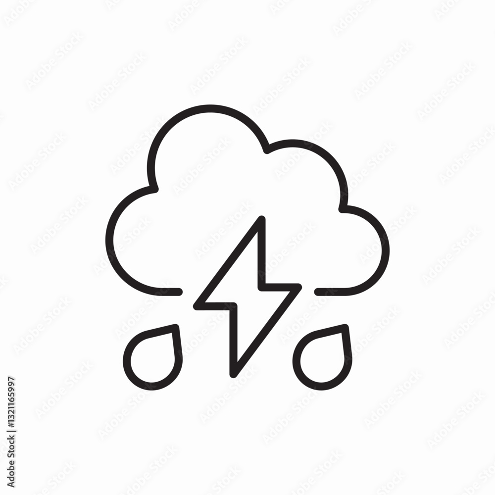 Storm rain lightning icon vector sign Storm rain lightning icon vector sign