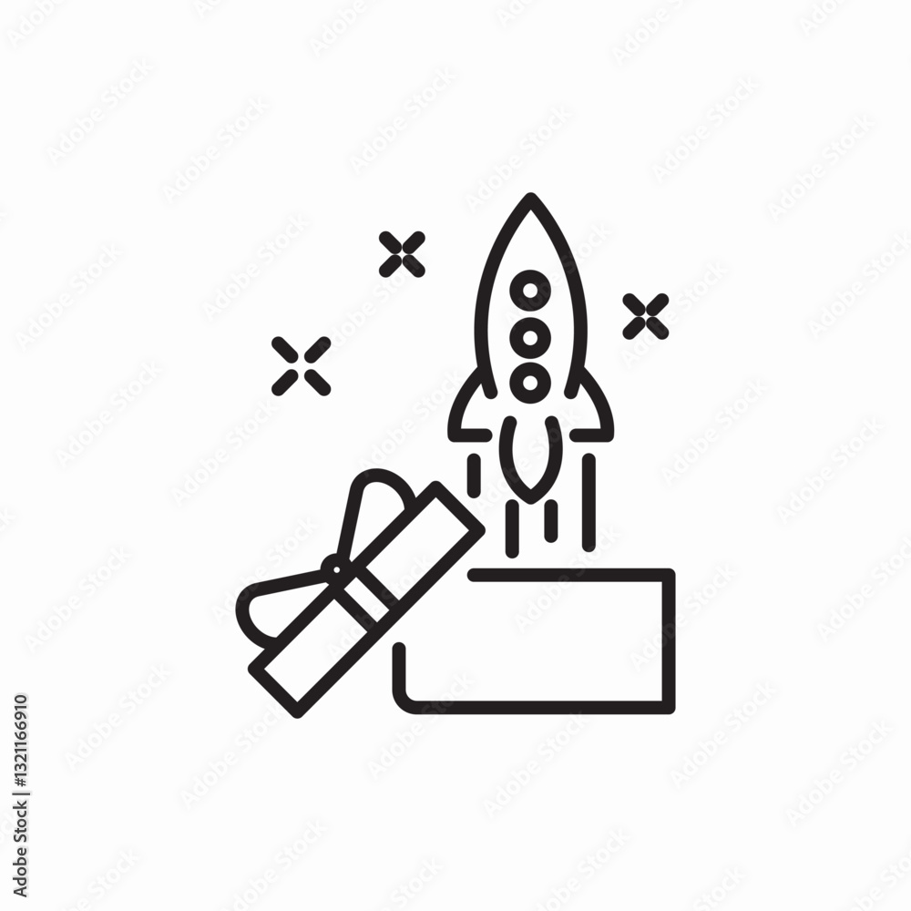 Rocket package delivery icon vector sign Rocket package delivery icon vector sign