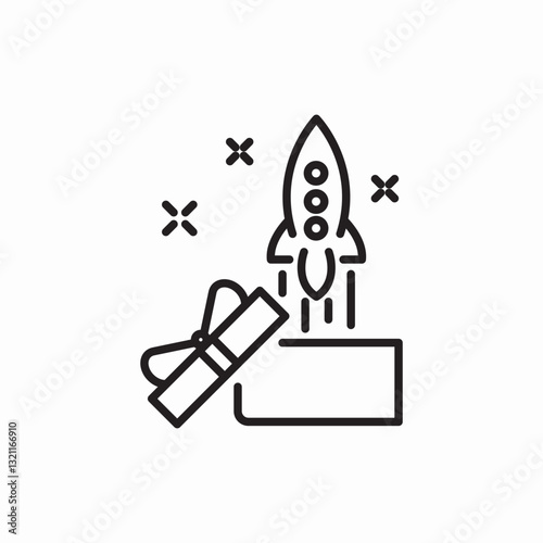 Rocket package delivery icon vector sign