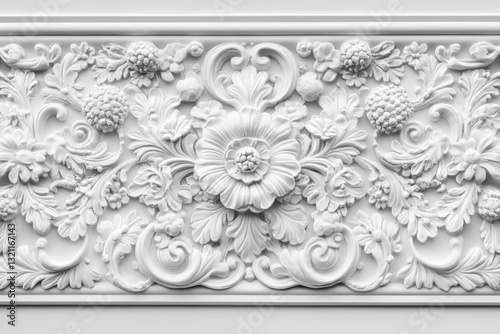 Intricate Mughal Border Design Featuring Delicate Floral Patterns in Monochrome Finish