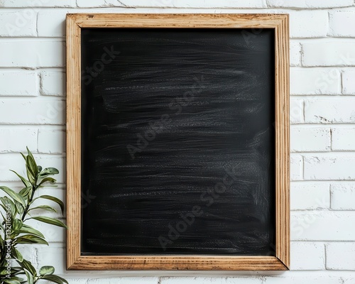 Simple, minimalist chalkboard sign with modern typography, greeting guests at a downtown brunch spot, chalkboard sign, elegant and trendy