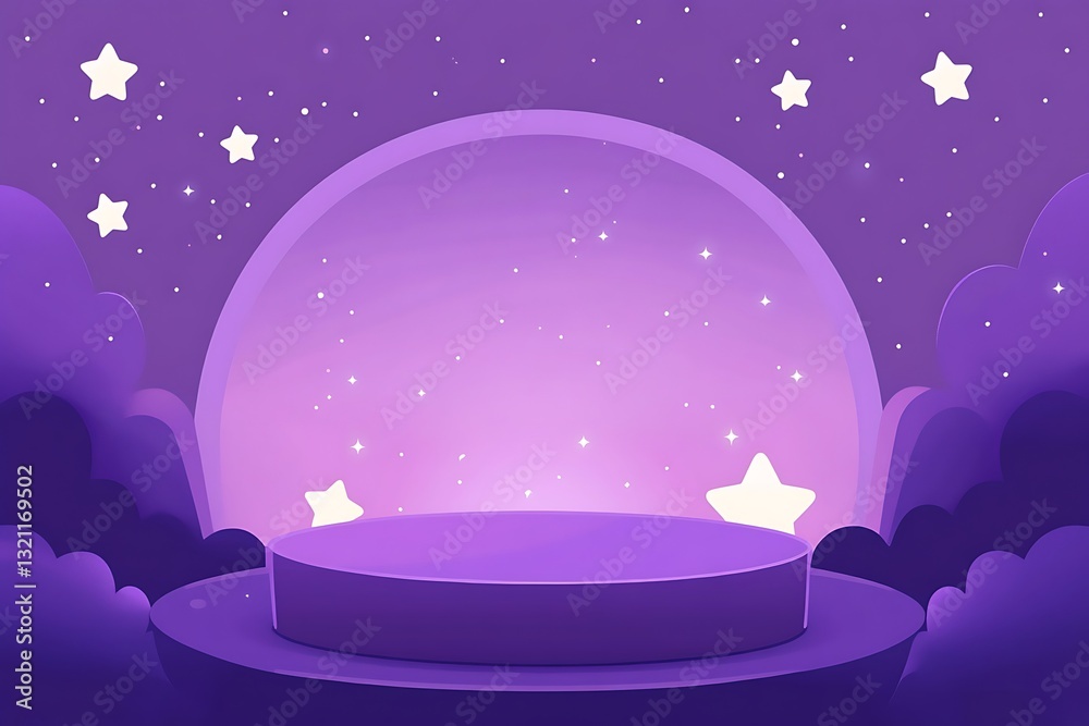 Fototapeta premium Purple Night Sky Cylinder Display Stand Product Showcase Mockup