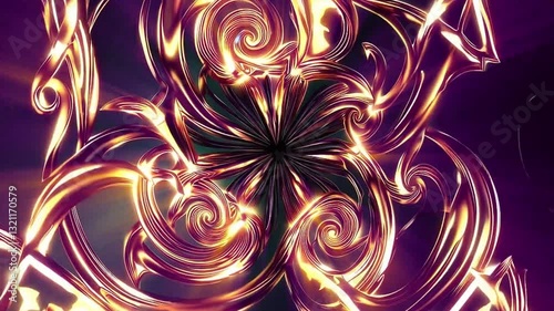 Abstract Golden Swirling Celtic Pattern with Radiant Purple and Gold Tones.