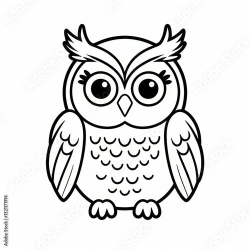 Cute cartoon owl, coloring page photo
