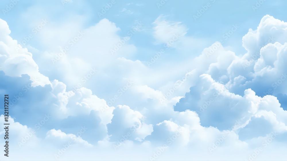 Naklejka premium Peaceful Blue Sky with Soft White Clouds
