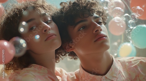 Youthful Portrait: Dreamy Friends in a Bubble Wonderland